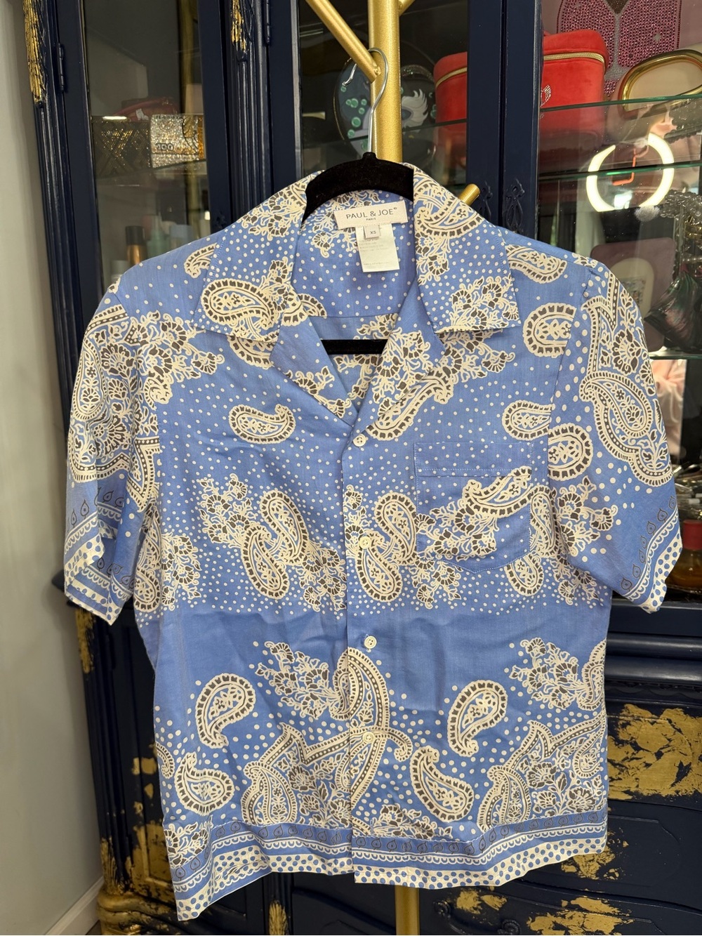 Paul & Joe Light Blue Paisley Camp Collar Shirt